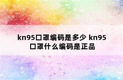 kn95口罩编码是多少 kn95口罩什么编码是正品